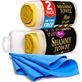 Premium Mini Chamois Cloth for Car - (2 Pack + 1 Towel Free) - 17”x13” - Super Absorbent Car Shammy Towel - Scratch-Free Shammy Cloth for Car