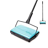 Yocada Carpet Sweeper Cleaner for Home Office Low Carpets Rugs Undercoat Carpets Pet Hair Dust Scraps Paper Small Rubbish Cleaning with a Brush Blue