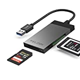 VELOGK XQD Card Reader USB 3.0, Aluminum Dual XQD/SD Memory Card Reader Adapter with Anti-scratch Pouch&Braided Cable, Compatible with Sony G/M Series, Nikon, Lexar XQD Card,SD Card for Windows/Mac OS