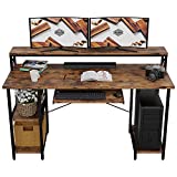 IRONCK Industrial Computer Desk 55', Office Desk with Printer Monitor Shelf Storage Shelf CPU Stand, Studying Writing Table for Home Office