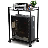 Liitrton Computer Tower Stand, 2-Tier CPU Stand PC Stand with Lockable Wheels Under Desk for Office Home (M)