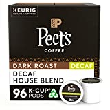 Peet's Coffee, Decaf House Blend - Dark Roast Decaffeinated Coffee - 96 K-Cup Pods for Keurig Brewers (4 Boxes of 24 K-Cup Pods)