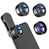 Phone Camera Lens,Upgraded 3 in 1 Phone Lens kit-198° Fisheye Lens + Macro Lens + 120° Wide Angle Lens,Clip on Cell Phone Lens Kit Compatible with Most Phones,Most Smartphones