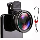 Fish Eye Phone Lens, 0.45x Phone Lens for Universal Phone, iPhone 7/8/11/11 pro/xs/xr/12 pro, Samsung with HD Camera Lens Macro Clip Lens Wide Angle Lens with PU Bag(Black)