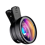 Cell Phone Camera Lens 2 in 1 Clip-on Lens Kit 0.45X Super Wide Angle & 12.5X Macro Phone Camera Lens for iPhone 8 7 6s 6 Plus 5s Samsung Android & Most Smartphones Black