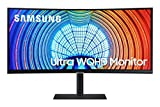SAMSUNG 34” S65UA Series Computer Monitor, Ultrawide QHD Screen, HDR10, 100Hz, Curved, USB- C, Adjustable Stand, Intelligent Eye Care, LS34A650UXNXGO, Black