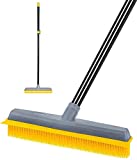 Pet Hair Broom Rubber Broom 59' Fur Remover Broom Carpet Rake with Build-in Squeegee Silicone Broom for Sweeping Hardwood Floor Tile
