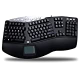Adesso PCK-308UB - Tru-Form Pro Ergonomic Contour TouchPad USB Keyboard Black with Hotkeys