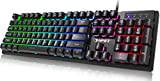 NPET K10 Gaming Keyboard, LED Backlit, Spill-Resistant Design, Multimedia Keys, Quiet Silent USB Membrane Keyboard for Desktop, Computer, PC (Black)