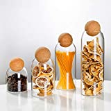 Lead-free round cork glass bottle sealed jar nut storage jar coffee bean jar round transparent 4-piece set