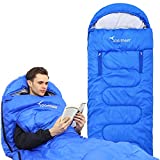 Sleeping Bags, Sportneer Wearable Sleeping Bag with Zippered Holes for Arms and Feet Lightweight Waterproof Winter Sleeping Bag for Kids Adults Woman Man Backpacking Camping Hiking Traveling (Blue)