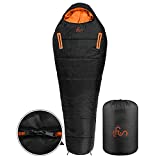 Camping Sleeping Bag Wearable - All Season Lightweight Waterproof Sleeping Bags with Double Zipper Puller and Reach Out Zipper, for Adults & Kids - Camping Equipment, Traveling and Outdoors (Orange)
