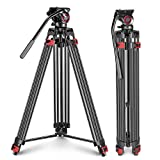 Neewer Professional Heavy Duty Video Tripod 78.7 inches Aluminum Alloy with 360 Degree Fluid Drag Head, Quick Shoe Plate/Bubble level for Nikon Canon DSLR Cameras Video Camcorders, Load up to 33pounds