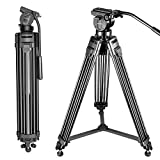 Neewer Professional 61 inches/155 Centimeters Aluminum Alloy Video Camera Tripod with 360 Degree Fluid Drag Head,1/4 and 3/8-inch Quick Release Plate and Bag,Load up to 13.2 pounds/6 kilograms