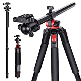 Neewer 72.4-Inch Aluminum Camera Tripod Monopod with 360-Degree Rotatable Center Column and Ball Head, Quick Shoe Plate, Bag for DSLR Camera, Video Camcorder, Travel, and Work, Load Up to 33 Pounds