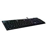 Logitech G815 LIGHTSYNC RGB Mechanical Gaming Keyboard with Low Profile GL Clicky key switch, 5 programmable G-keys, USB Passthrough, dedicated media control - Clicky – Black