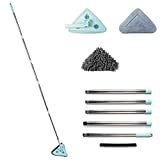 89 Inch Wall Cleaner with Long Handle,Baseboard Cleaner Tool with Handle,Triangle Microfiber Wall Dust Mop,Window Washing Kit with Adjustable Extension Pole and 2 Removable Washable Head Pads