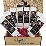 Sillybean Best Coffee Sampler Gift Basket for Papa or Mama Bear Christmas Birthday | 8 Delicious Fresh Roasted Coffees with Humorous Bear-Inspired Names and Labels
