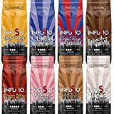 InfuSio Gourmet Ground Coffee, (64oz) Variety Pack, Eight 8oz Bags (Pack of 8) - 4lbs Total - (French Roast/Colombian/City Roast/Costa Rica) With Flavored Blends (Pecan/Chicory/Vanilla/Creme Brulee)