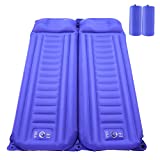 Double Sleeping Pad, 5.5'' Thick Self-Inflating Sleeping Pad for Camping, 2 Person Large Inflatable Camping Air Mattress Lightweight Camping Mat with Integrated Pillow, Backpacking Camping Gear
