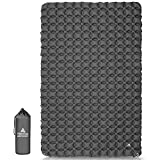 Hikenture Ultralight Double Sleeping Pad for Camping, Portable Waterproof Camping Pad with Pump Sack, Inflatable Comfort Camping Mattress 2 Person, Ripstop Sleeping mat for Backpacking (Grey)