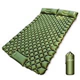 Luxtude Double Sleeping Pad for Camping, Queen Camping Pad with Pillow for 2 Person, Foot Pump Inflating Camping Mattress, Portable Waterproof Air Mattress Sleeping Mat for Backpack, Hiking, Travel
