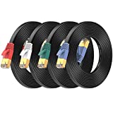 Cat7 Ethernet Cable 7 ft 4 Pack, High Speed Flat Internet Network LAN Cable, Faster Than Cat7/Cat6/Cat5 Durable Patch Cord with Gold Plated RJ45 Connector for Xbox, Router, Modem, Gaming