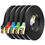 Cat7 Ethernet Cable 3FT 5 Pack Multi Color, BUSOHE Cat-7 Flat RJ45 Computer Internet LAN Network Ethernet Patch Cable Cord - 3-Feet