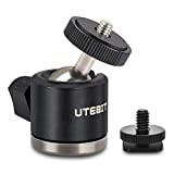 UTEBIT Ball Head with 1/4' Hotshoe Camera Mount Adapter 360 Degree Rotatable Aluminum Tripod Head for DSLR Cameras HTC Vive Tripods Monopods Camcorder Light Stand, Max. Load 6.6lbs