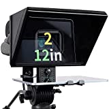 ILOKNZI i2/12inch/Black, Liftable Teleprompter Metal Teleprompters for 12.9' Tablets with Adjustable Tempered Optical Glass Supports Webcam Wide Angle Camcorder/Camera Lens Studio Make Videos