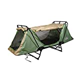 Kamp-Rite Original Portable Durable Cot, Converts into Cot, Chair, or Tent w/Easy Setup, Waterproof Rainfly & Carry Bag Included, Green/Tan