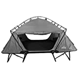 Kamp-Rite Portable Versatile Double Tent Elevated Cot, Lounge Chair, & Private Shelter Tent for 2 Campers, Gray