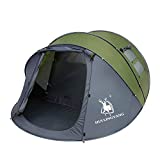 6 Person Easy Pop Up Tent,12.5’ x 8.5‘ x53.5,Automatic Setup,Waterproof, Double Layer,Instant Family Tents for Camping,Hiking & Traveling,Green