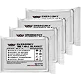 EVERLIT Emergency Mylar Thermal Blanket (4 Pack) Space Blankets for First Aid Kit Camping Kit Hiking Outdoor