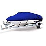 MSC Heavy Duty 600D Marine Grade Polyester Canvas Trailerable Waterproof Boat Cover,Fits V-Hull,Tri-Hull, Runabout Boat Cover (Model D - Length:17'-19' Beam Width: up to 96', Pacific Blue)