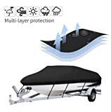 20-22ft Trailerable 600D Boat Cover, Heavy Duty Waterproof UV Resistant Marine Grade Oxford Fabric fits V-Hull,TRI-Hull,Trailer,Pro-Style,Fishing Ski,Runabout,Bass Boat with Strap Black