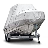 Budge 600 Denier Boat Cover fits Hard Top/T-Top Boats B-621-X8 (24' to 26' Long, Gray)
