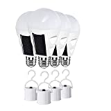 4 Pack LED Solar Emergency Light Bulbs for Home Power Failure, E26/E27 7W Rechargeable Battery Backup Operated Bulb, Hurricane Supplies for Home, 6000k Outdoor Hiking Camping Tent Lighting