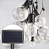 Sunlitec Solar String Lights Waterproof LED Indoor/Outdoor Hanging Umbrella Lights with 25 Bulbs - 27 Ft Patio Lights for Deckyard Tents Market Cafe Gazebo Porch Party Decor