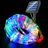 Fatpoom Solar Lights Rope Lights Solar Powered String Lights 40FT 120 LEDs 8 Modes Fairy Lights Outdoor Decoration Lighting for Garden Patio Party,Weddings,Christmas Décor Multi-Color