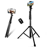 Phone Tripod Stand & Selfie Stick Tripod, Sosirolo 62' All in One Extendable Cell Phone Tripod with Wireless Remote and Phone Holder, Flexible Cellphone Tripod for iPhone/Android/Camera