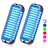 BASIKER BS4 Marine LED Boat Light (2x3000LM 84LED, 180°), 10-36V, 316 Stainless Steel, IP68, Air or Underwater, Surface Mount for Cruise Ships, Yachts, Boats, Sailboat, Pontoon, Transom (Blue)