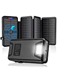 Solar Charger 38800mAh Solar Power Bank with Dual 3.1A Outputs 10W Qi Wireless Charger Waterproof Built-in Solar Panel and Bright Flashlights