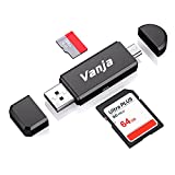 Vanja Micro USB OTG Adapter and USB 2.0 Portable Memory Card Reader for SD-3C SDXC SDHC MMC RS-MMC Micro SDXC Micro SD Micro SDHC Card and UHS-I Cards