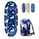 Kids Sleeping Bags for Girls – Unicorn Rainbow Space Navy – Rioyalo YOLO 45 Camping Sleeping Bags for Kids with Carry Bag - Outdoor and Indoor (Unicorn-NV)