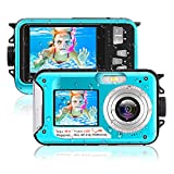Waterproof Camera 48MP Image 10FT Underwater Camera 2.7K Video Waterproof Digital Camera Underwater Video Camera for Snorkeling,Vacation（Blue）