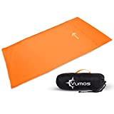 Vumos Sleeping Bag Liner and Camping Sheet - Silk Like Material for Travel - Has Full Length Zipper - Orange