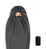 Litume All Season Sleeping Bag Liner Adds Up to 27F, Lightweight Mummy Sleeping Sack for Backpacking, Camping, Traveling with Drawstring Hood and Stuff Sack (No Zipper/Stuff Sack)