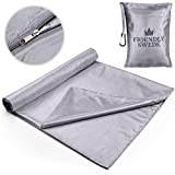 The Friendly Swede Sleeping Bag Liner - Travel and Camping Sheet, Pocket-Size, Ultra Lightweight, Silky Smooth (Grey with Zipper)