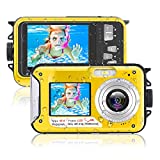 Waterproof Camera 48MP Image 10 Feet Underwater Camera 2.7K Video Waterproof Digital Camera for Snorkeling,Vacation（Yellow）